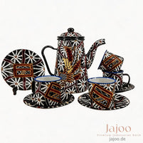 Harmony of Java tea set in Black & White – hand-painted batik enamelware