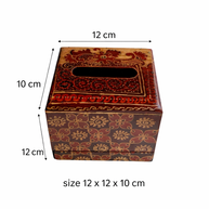Handcrafted square tissue box styled on a living room side table