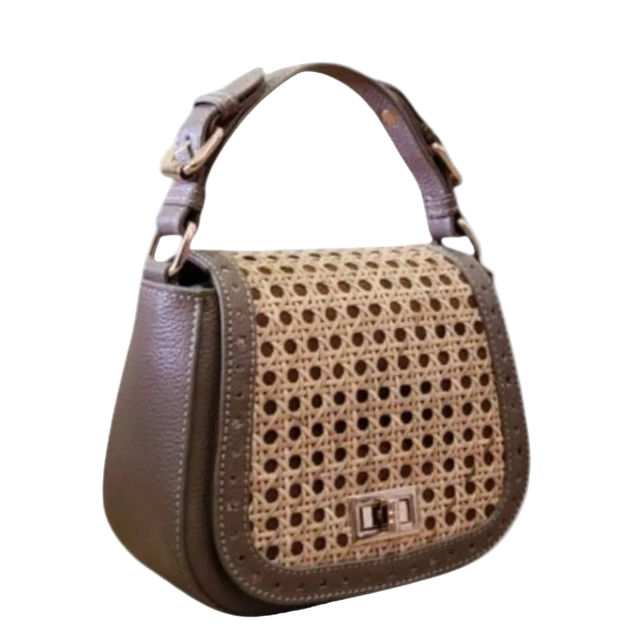 Lalita handwoven rattan bag with premium leather trim — Jajoo