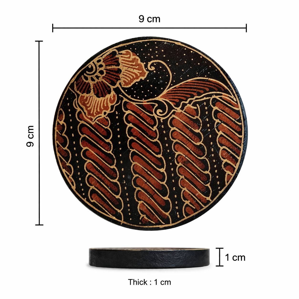 Handcrafted brown round coaster in a modern home interior