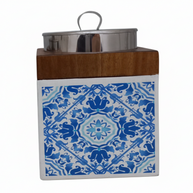 Handcrafted batik wooden box, Blue