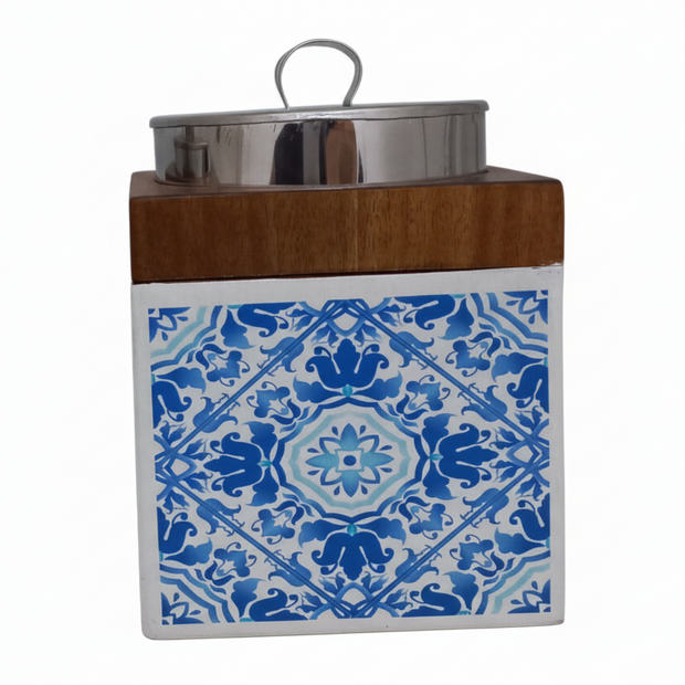Handcrafted batik wooden box, Blue