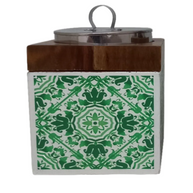 Handcrafted batik wooden box, Green