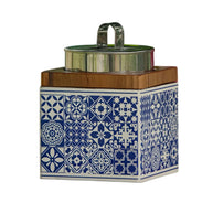 Handcrafted batik wooden box with hand-painted motif, Indigo, Java, Indonesia