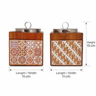 Handcrafted batik wooden box, pattern detail