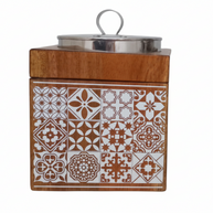 Handcrafted batik wooden box, Terracotta