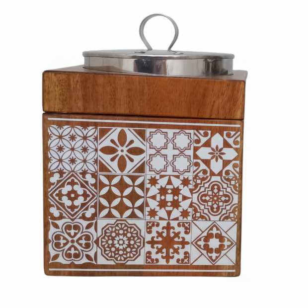 Handcrafted batik wooden box, Terracotta