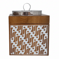 Handcrafted batik wooden box, White