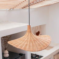 Sayan Rattan Lampshade Funnel‑Shaped Pendant (2 sizes)