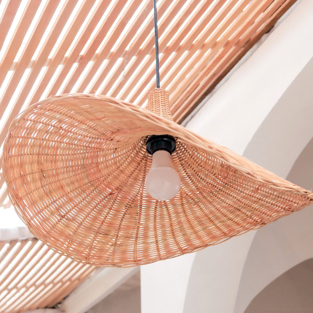 Sayan Rattan Lampshade Funnel‑Shaped Pendant (2 sizes)