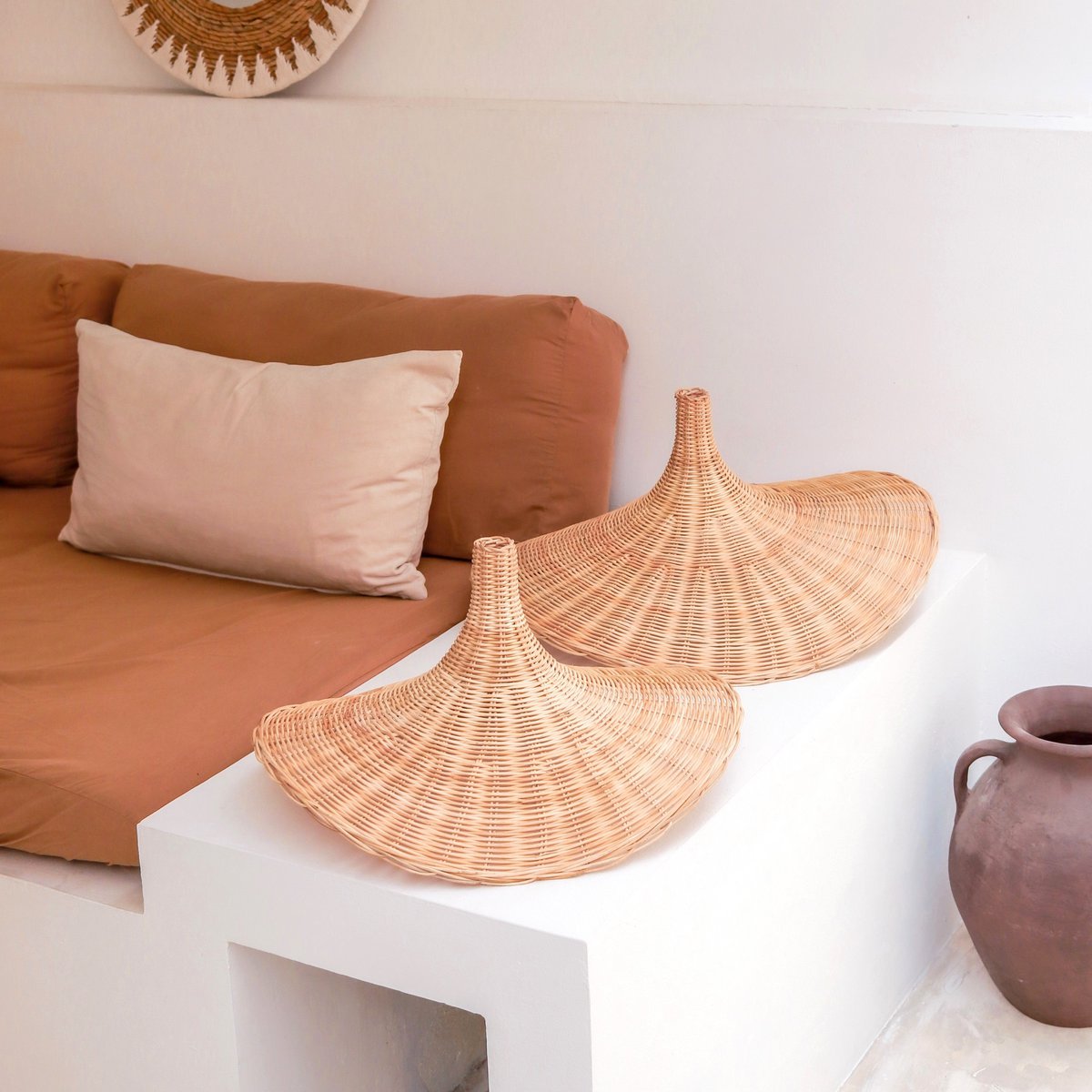 Sayan Rattan Lampshade Funnel‑Shaped Pendant (2 sizes)