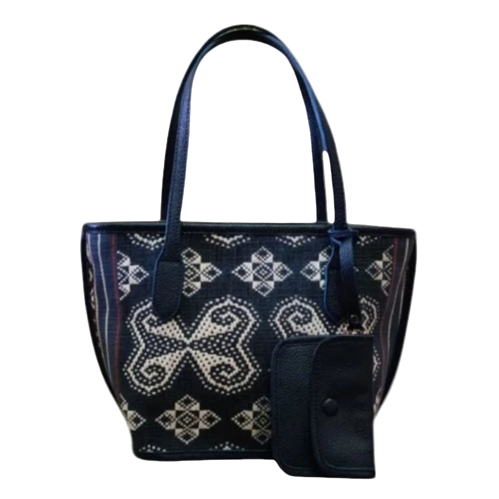 Detailansicht des handgewebten Textilmotivs der Nusa Mini Tote aus Nusa Tenggara Timur