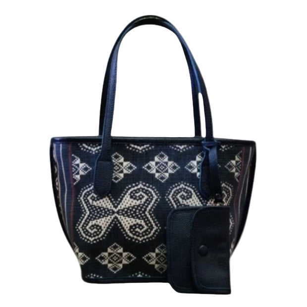 Nusa Handwoven Ikat Mini Tote detail of handwoven Nusa Tenggara Timur textile motif