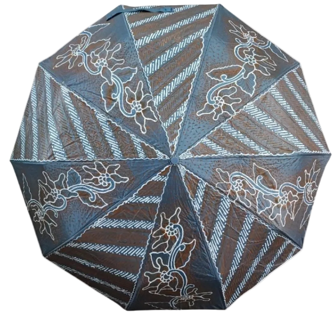 Batik patterned umbrella jumbo – handle and frame detail