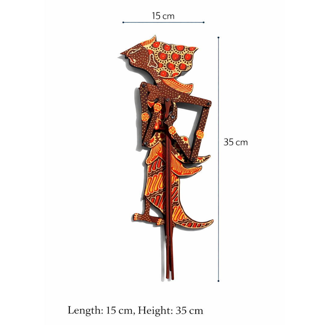 Detail of hand-painted wayang figure craftsmanship from Yogyakarta