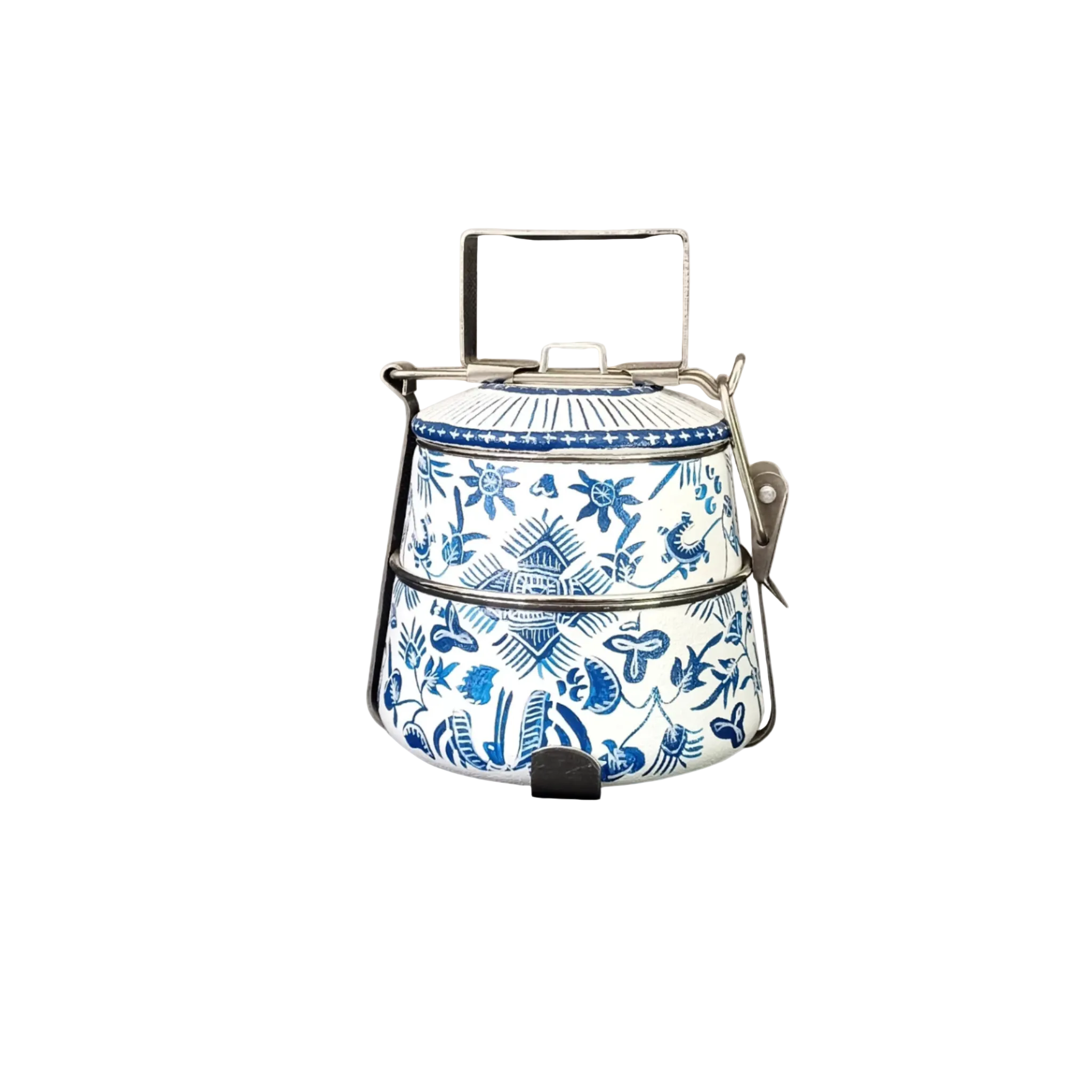 Rantang hand-painted 2-tier tiffin from Central Java – Blush Pink with floral motif