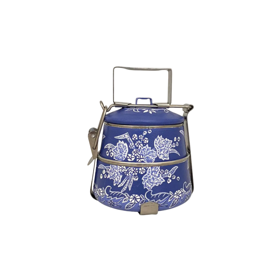 Hand-painted 2-tier tiffin lunch box handcrafted in Central Java, Indonesia – featured view