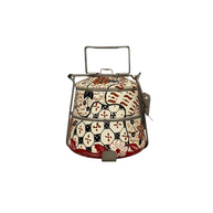 Rantang hand-painted 2-tier tiffin from Central Java – Teal Green with floral motif