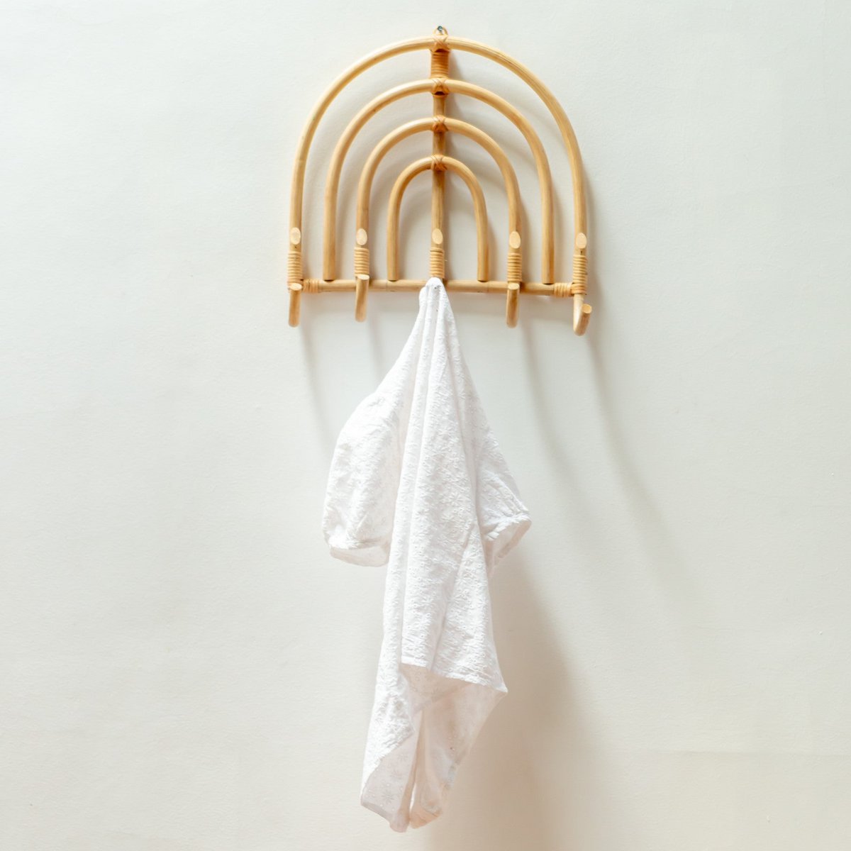 Maku Rattan Coat Rack Beige Wall Hooks