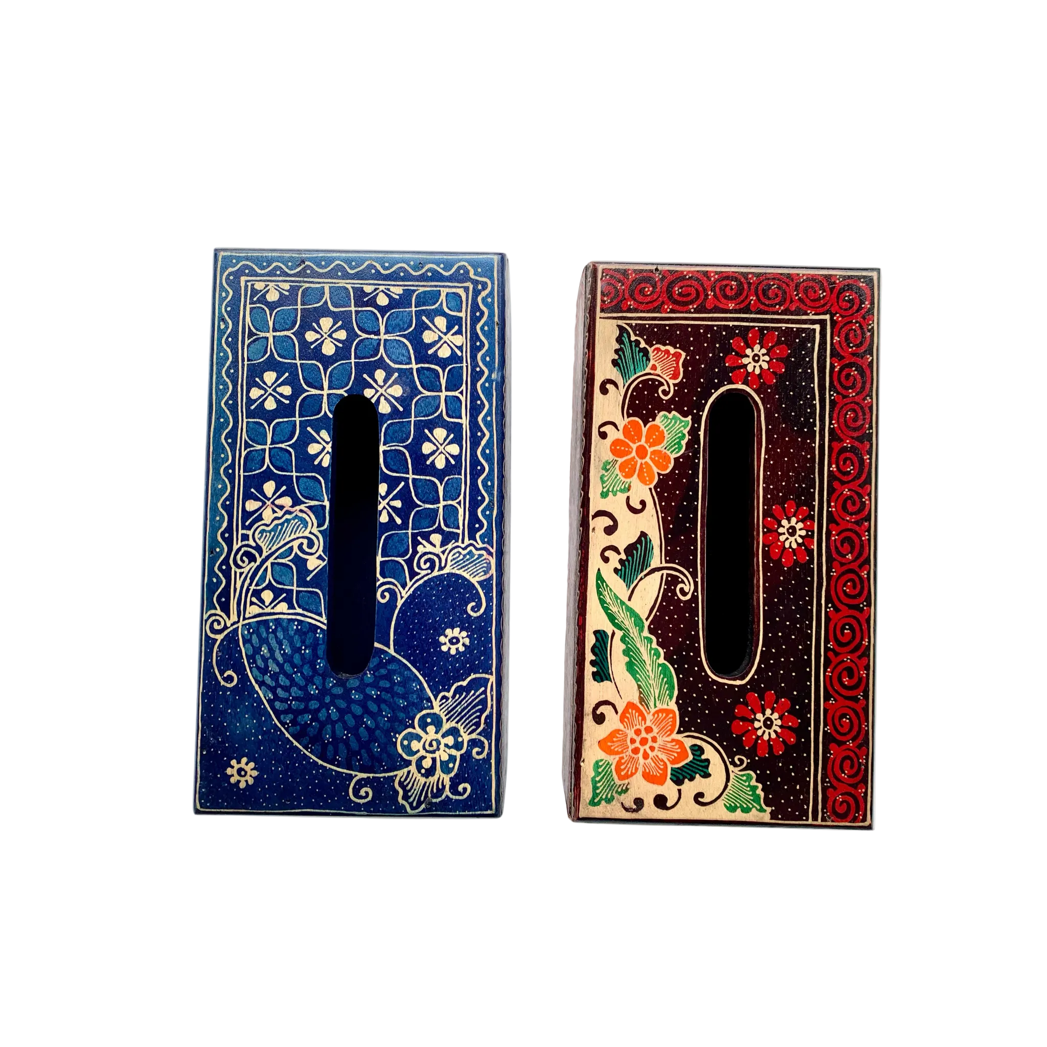 Teduh handcrafted Indonesian wooden tissue box, front view showing natural wood grain