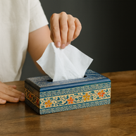 Interior view of the Teduh wooden tissue box showing the refillable compartment