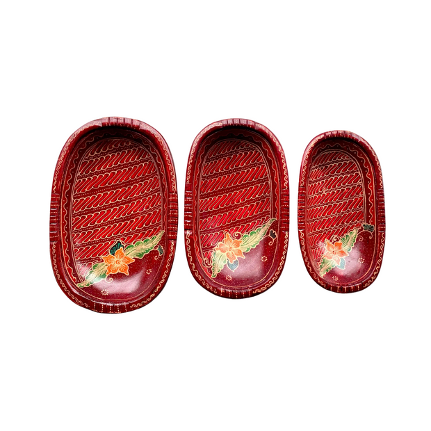 Jajoo Oval Bowls – hand-painted wooden serving bowls handcrafted by Indonesian artisans