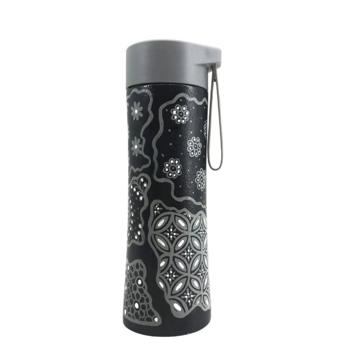 Tirta batik water bottle with unique handpainted pattern detail