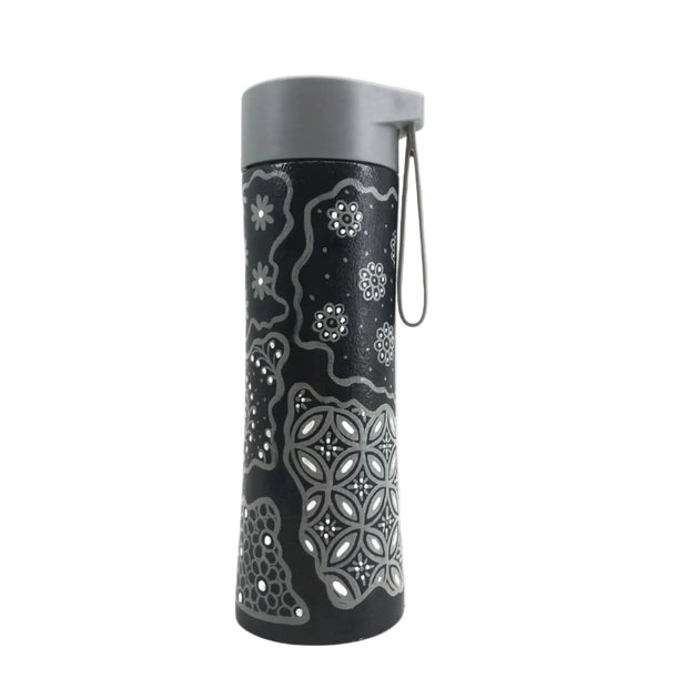 Tirta batik water bottle with unique handpainted pattern detail