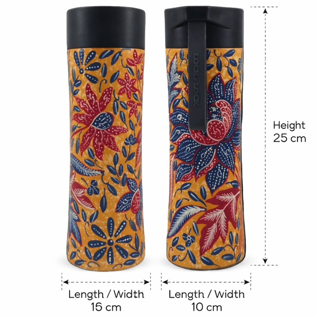 Tirta handpainted batik water bottle with traditional Indonesian motifs